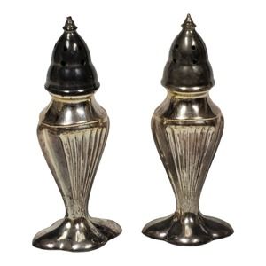 Vtg BM Company Silver Plated Salt & Pepper Shakers 4.25" Classic Tabletop Decor